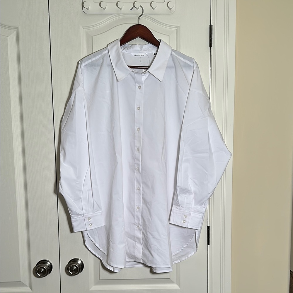 Penningtons White Dress Shirt Classic Formal Style